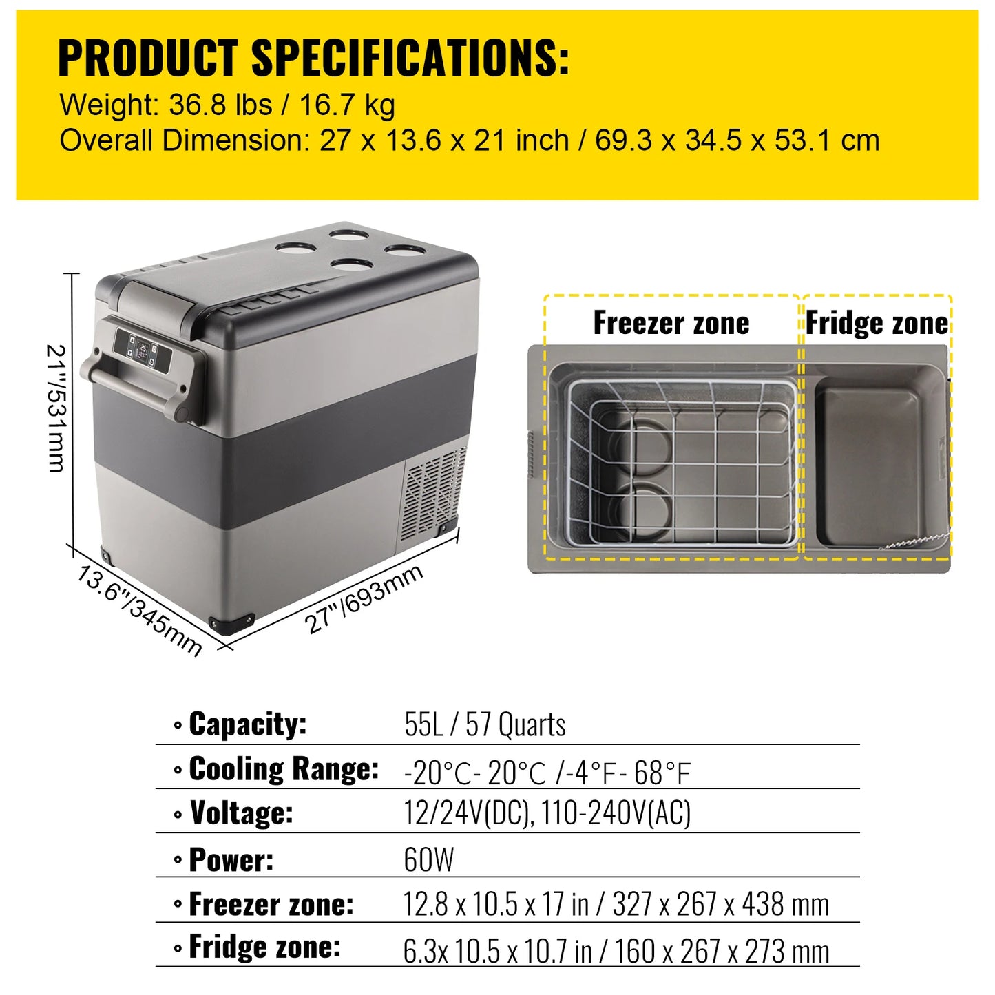 Mini Fridge Freezer Portable