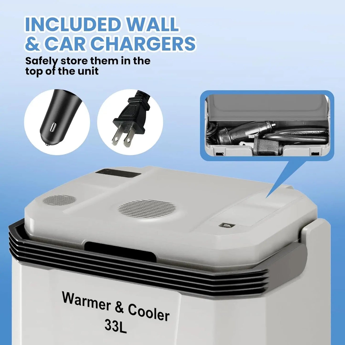 Electric portable Cooler and Warmer, with 12V & AC Power