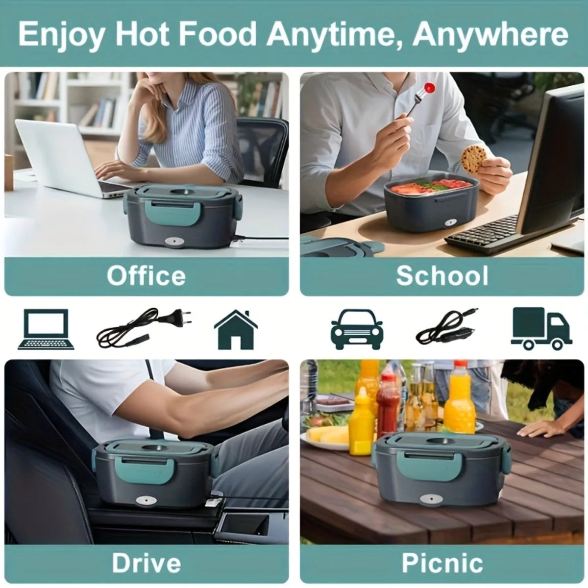 Electric Lunch Box Double Compartment Food Heater