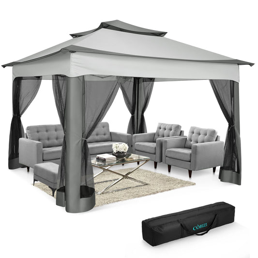 11x11ft Pop Up Gazebo With Mosquito Netting