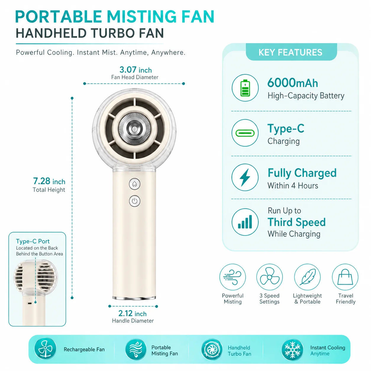 Misting  Handheld Fan