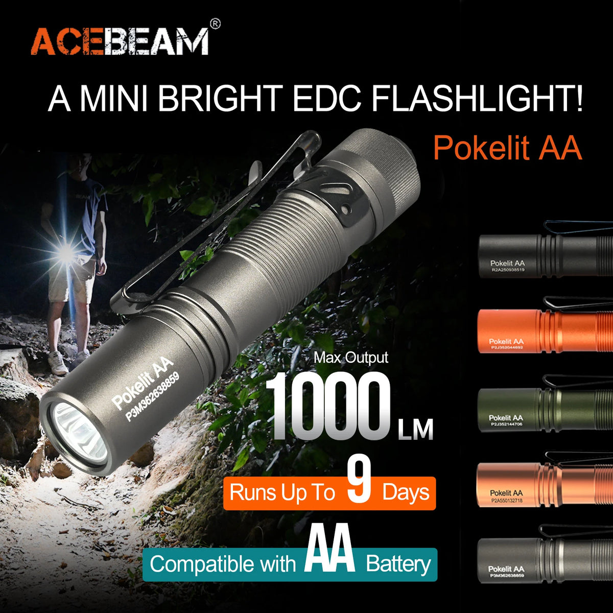 Flashlight Pokelit AA Rechargeable