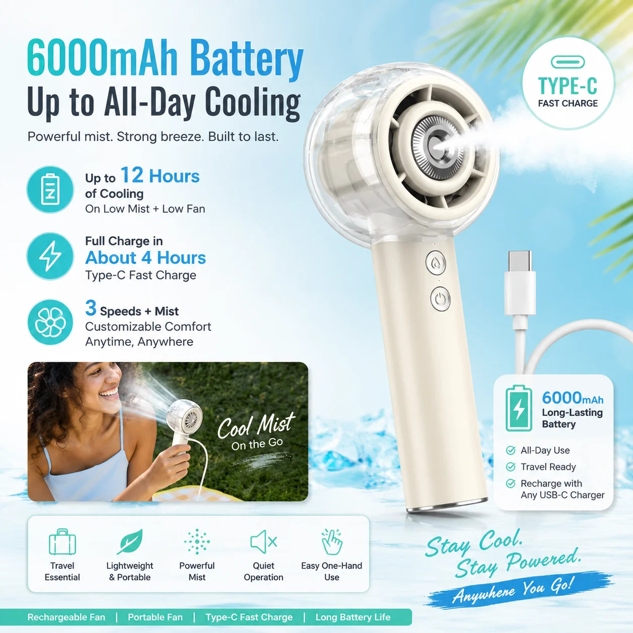Misting  Handheld Fan