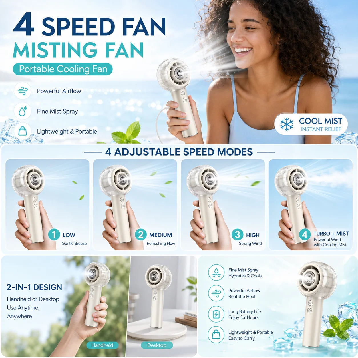 Misting  Handheld Fan