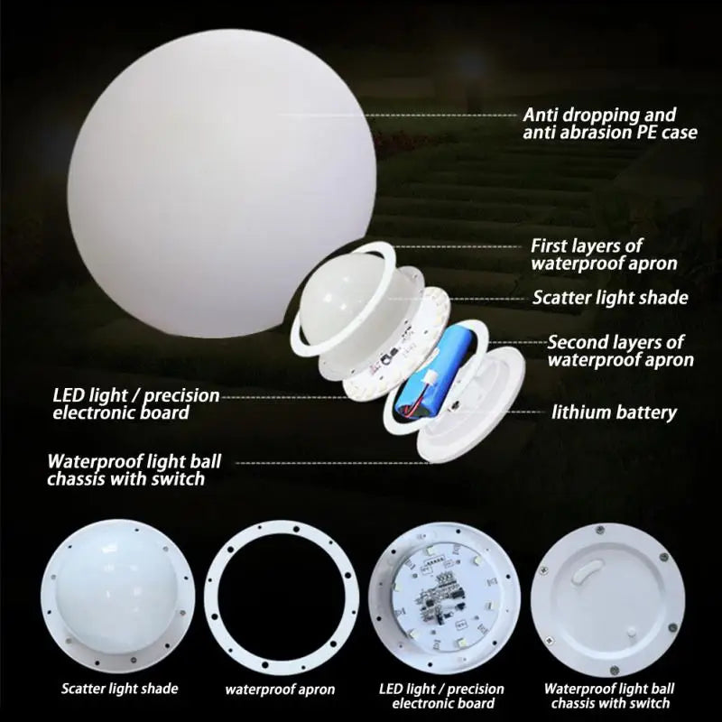 Rechargeable Outdoor LED Luminous Ball with 16 Colors