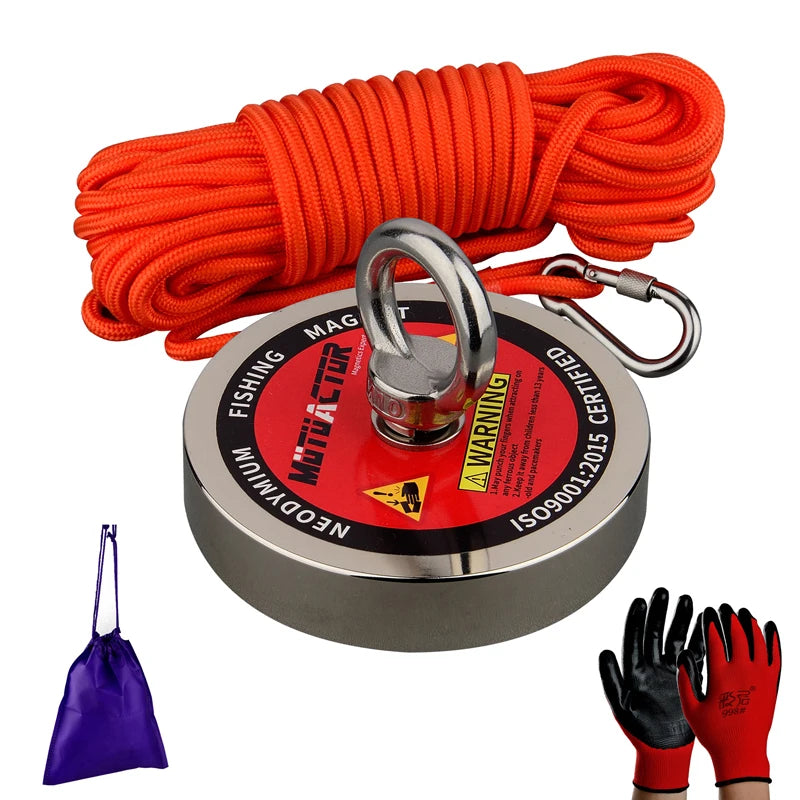 Fishing Magnetic N52 Magnet With 15m Rope Gloves Bag
