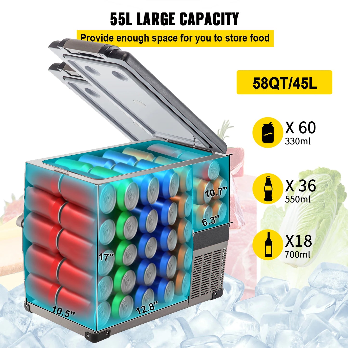 Mini Fridge Freezer Portable