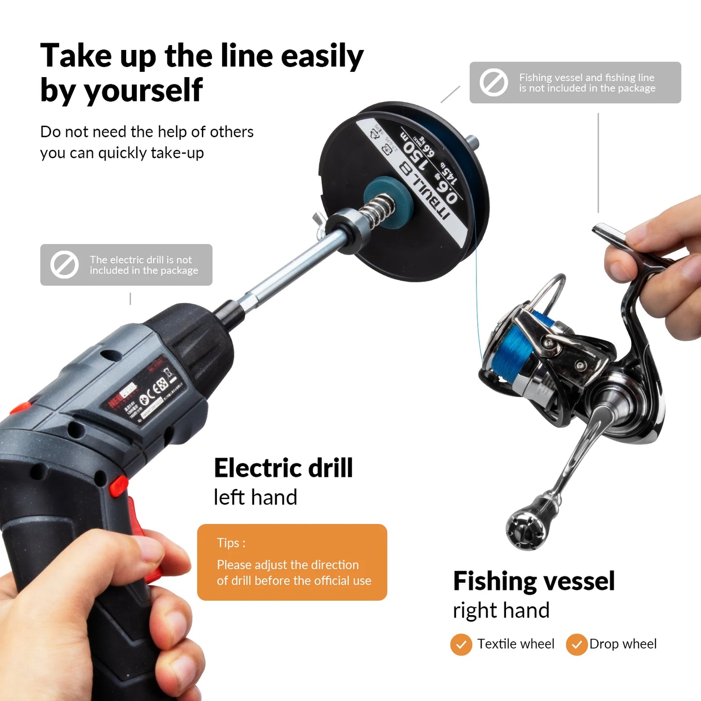 Electric Drill Type Fishing Line Winder