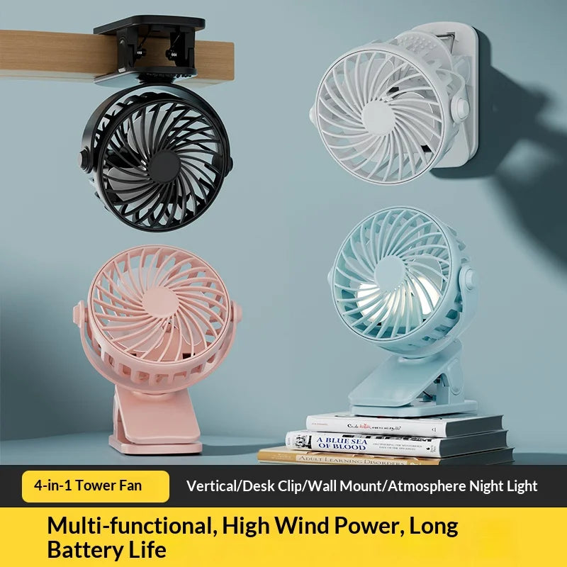 Rechargeable Clip Fan 720° Rotatable