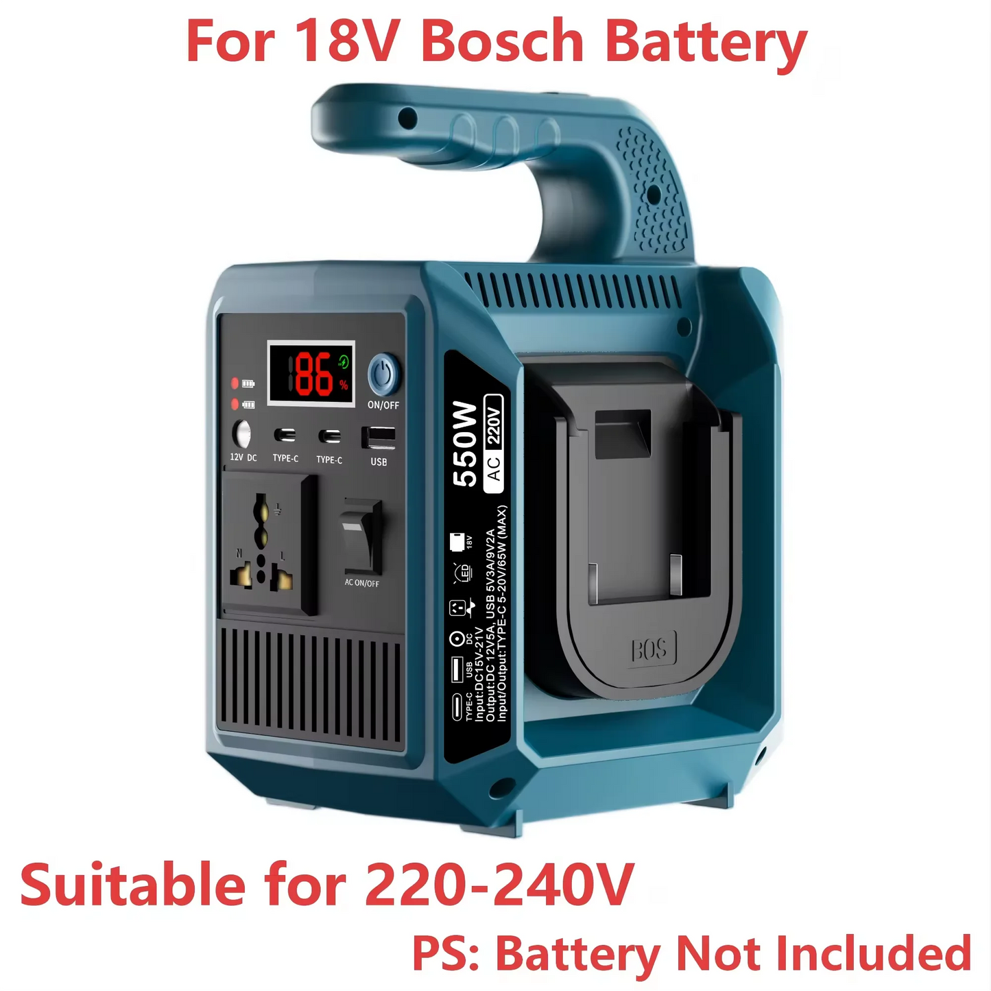 550W Portable Power Supply Compatible with Makita