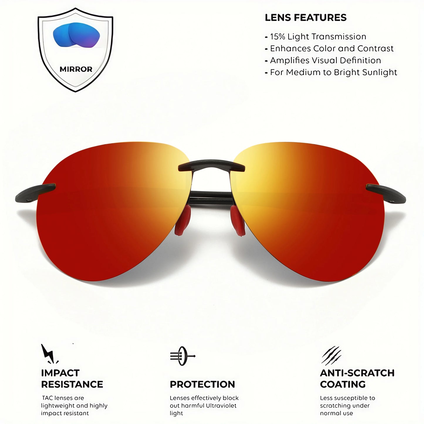 Frameless Polarized Aviator Sunglasses