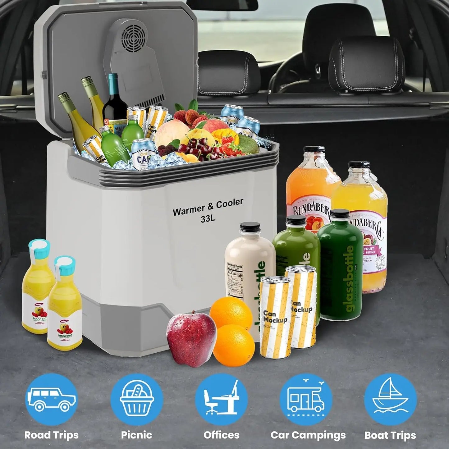 Electric portable Cooler and Warmer, with 12V & AC Power
