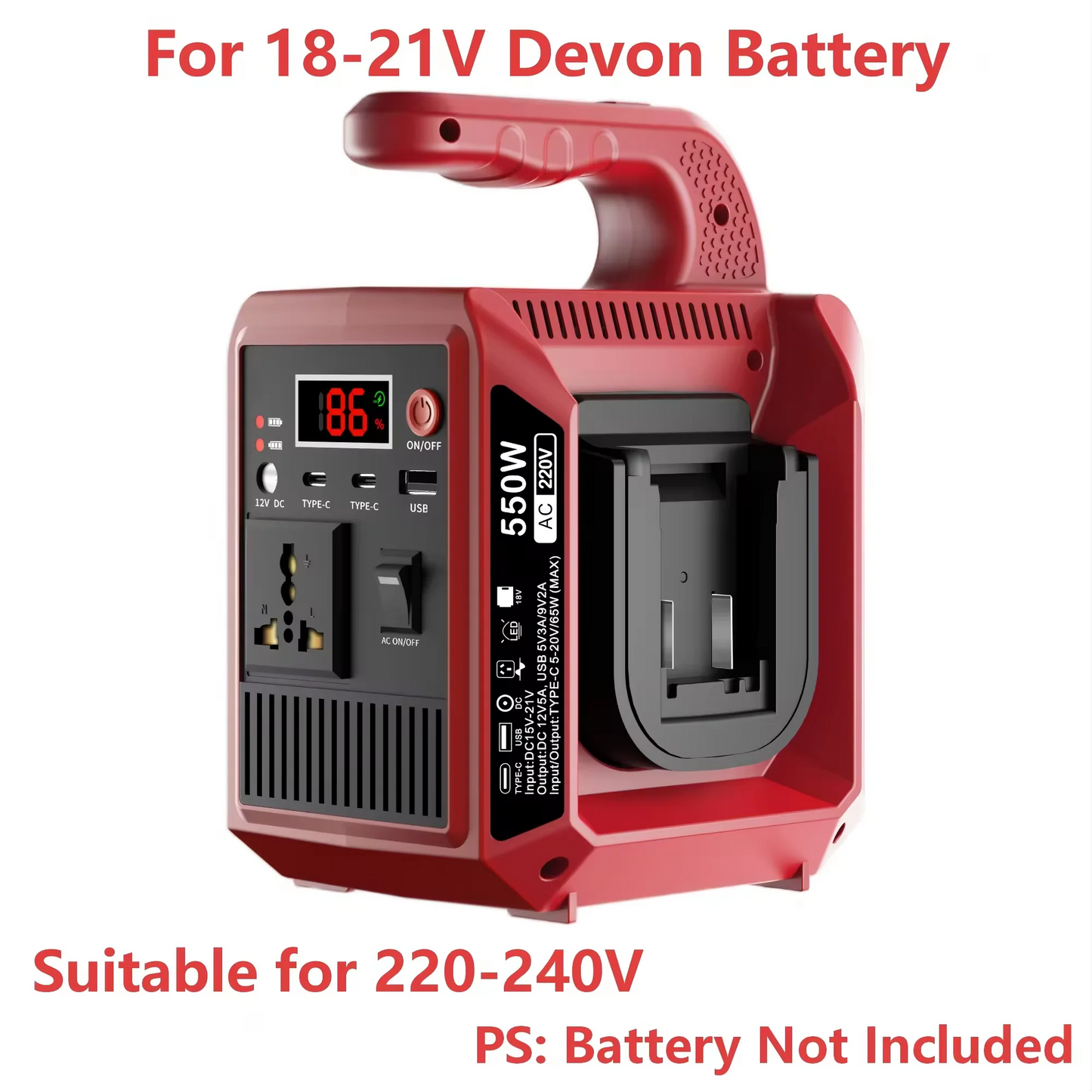 550W Portable Power Supply Compatible with Makita