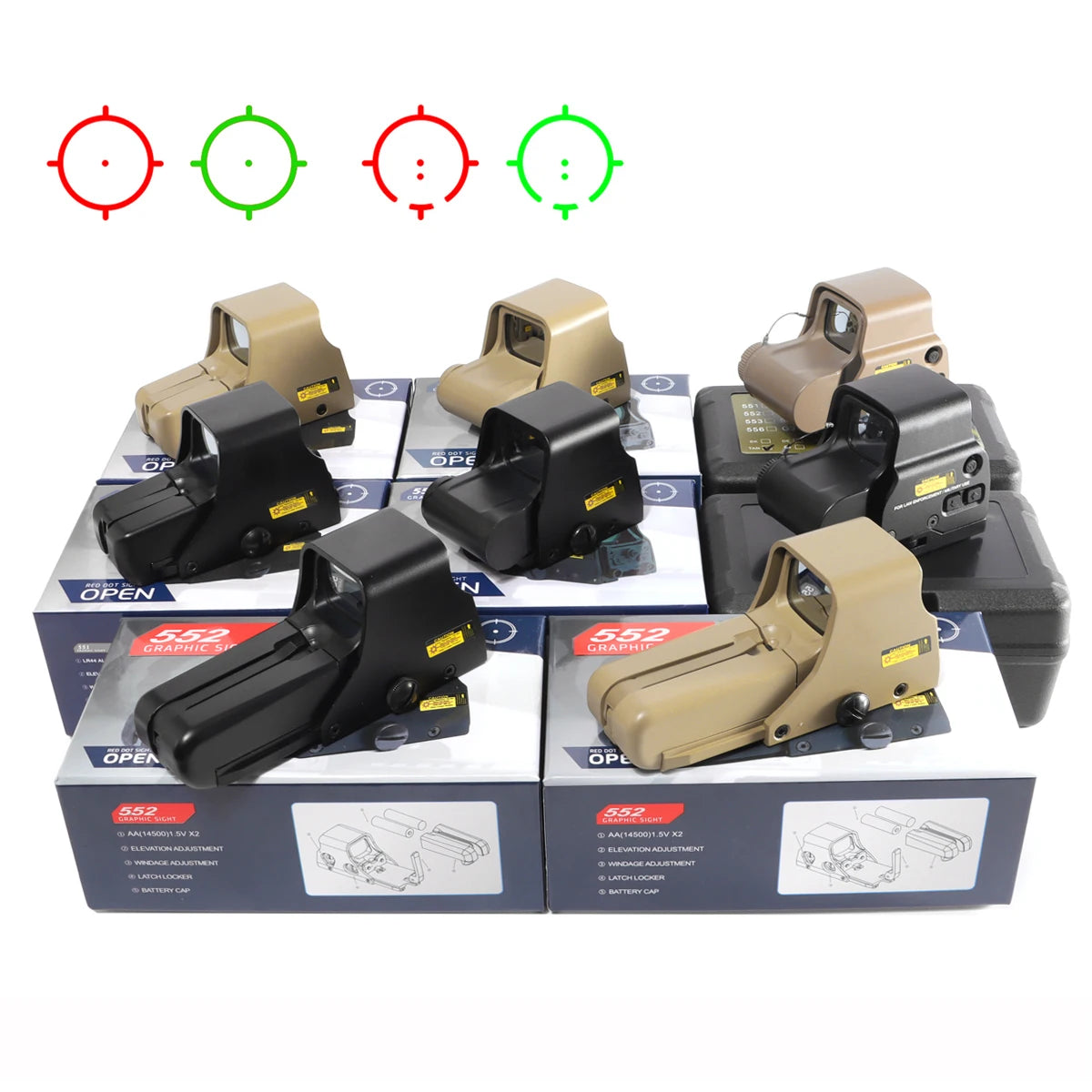 Red Green Dot Holographic Sight Scope Hunting Reflex Sight Scope 20mm Mount