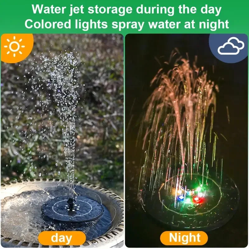 Solar Fountain with Colorful Lights