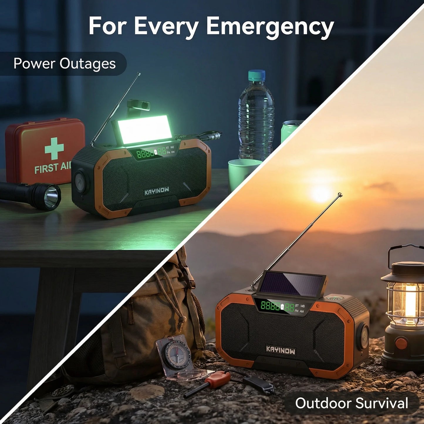 Emergency Solar Weather Radio 5000mAh Power