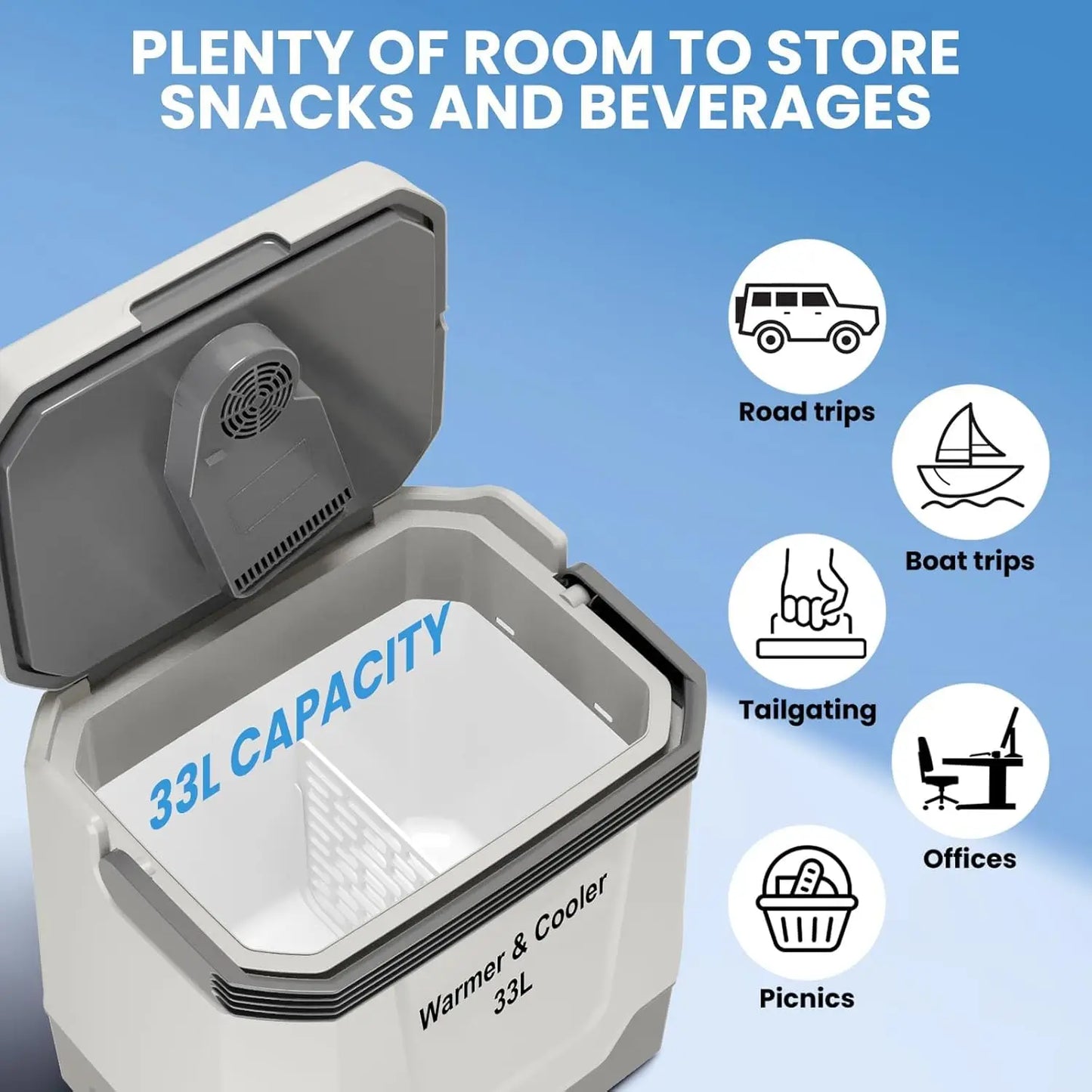 Electric portable Cooler and Warmer, with 12V & AC Power