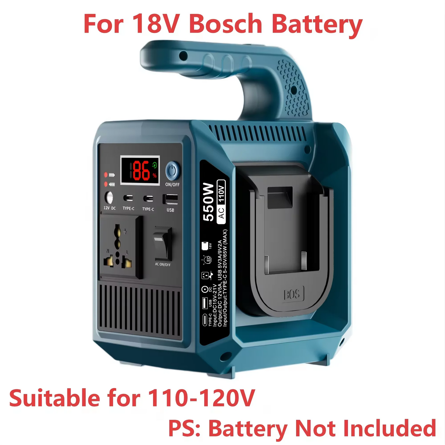 550W Portable Power Supply Compatible with Makita