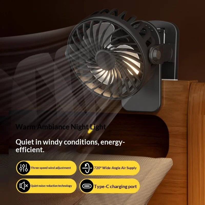 Rechargeable Clip Fan 720° Rotatable