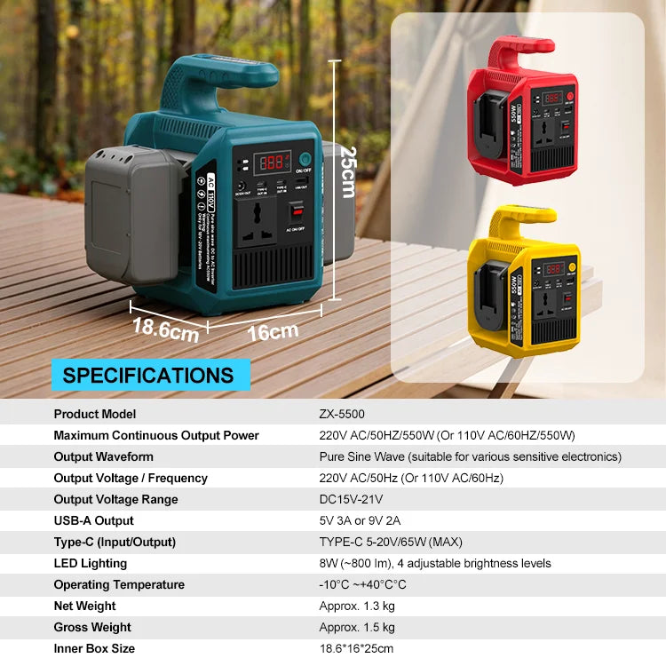 550W Portable Power Supply Compatible with Makita