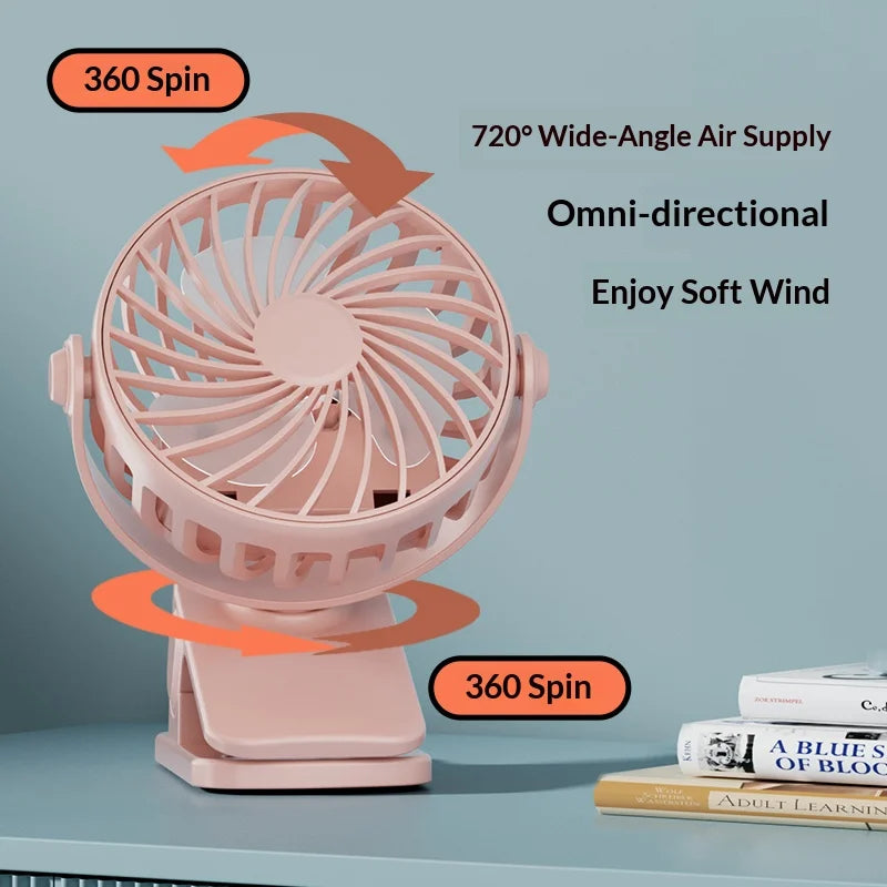 Rechargeable Clip Fan 720° Rotatable