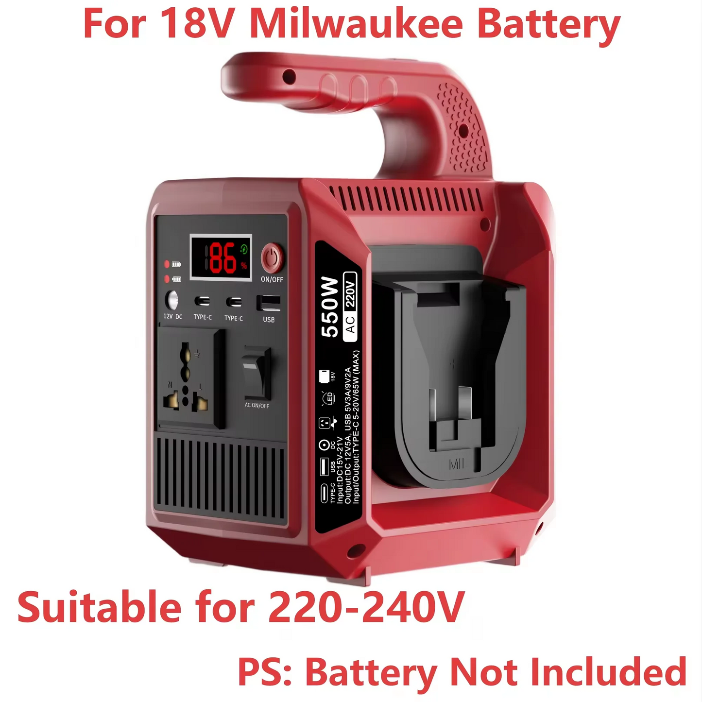 550W Portable Power Supply Compatible with Makita