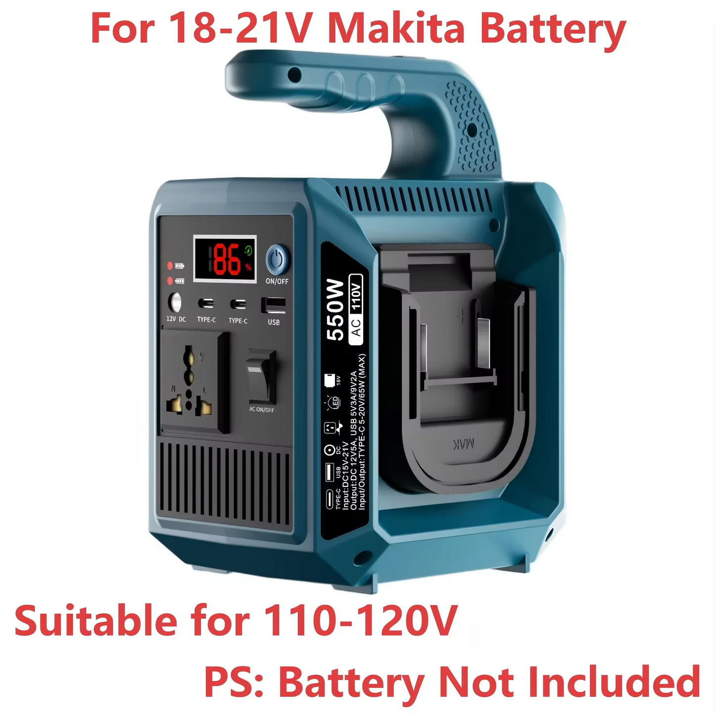 550W Portable Power Supply Compatible with Makita