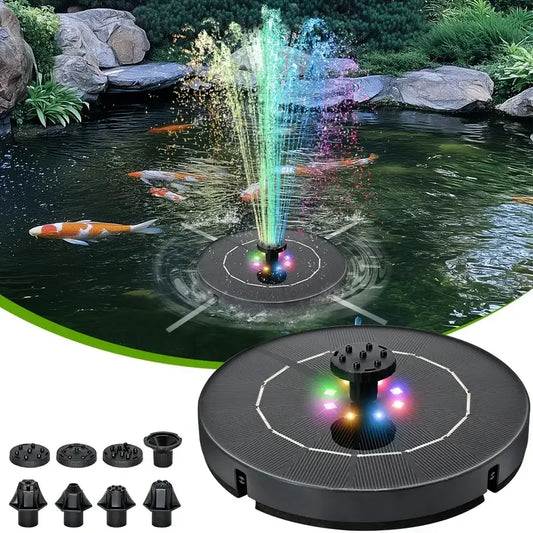 Solar Fountain with Colorful Lights