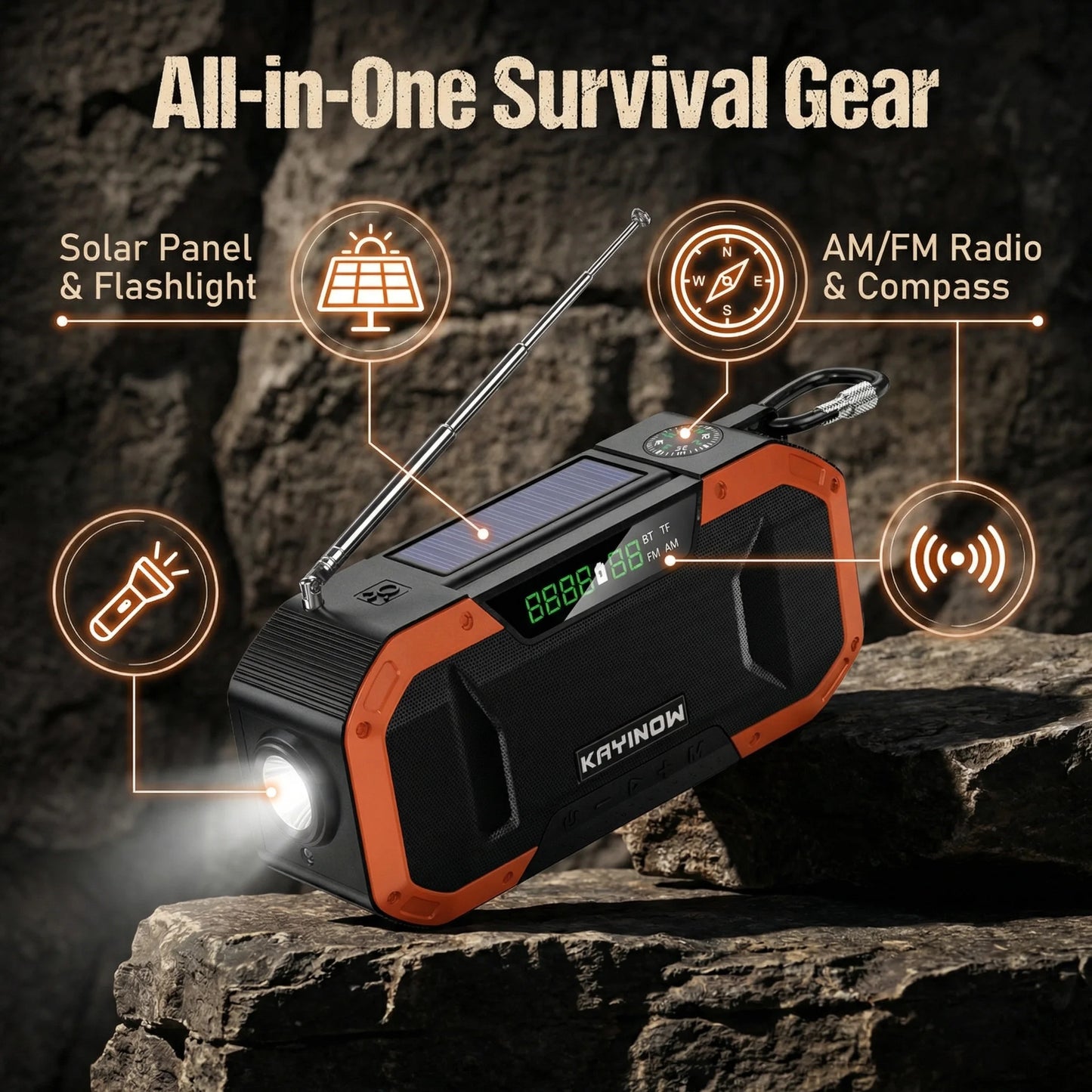 Emergency Solar Weather Radio 5000mAh Power