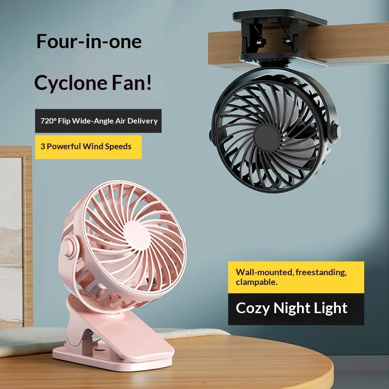 Rechargeable Clip Fan 720° Rotatable