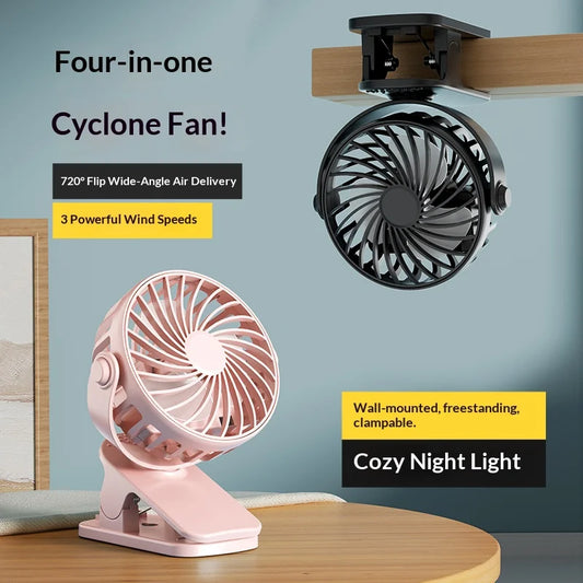 Rechargeable Clip Fan 720° Rotatable