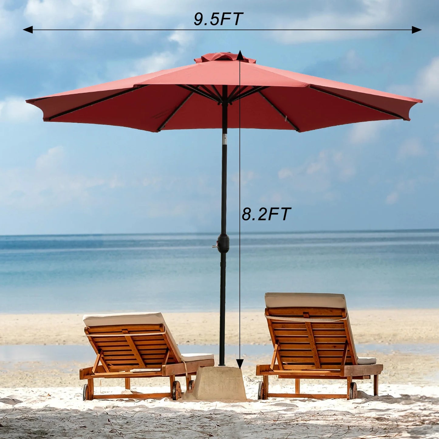 0FT Solar Patio Umbrella with 32 LED Lights