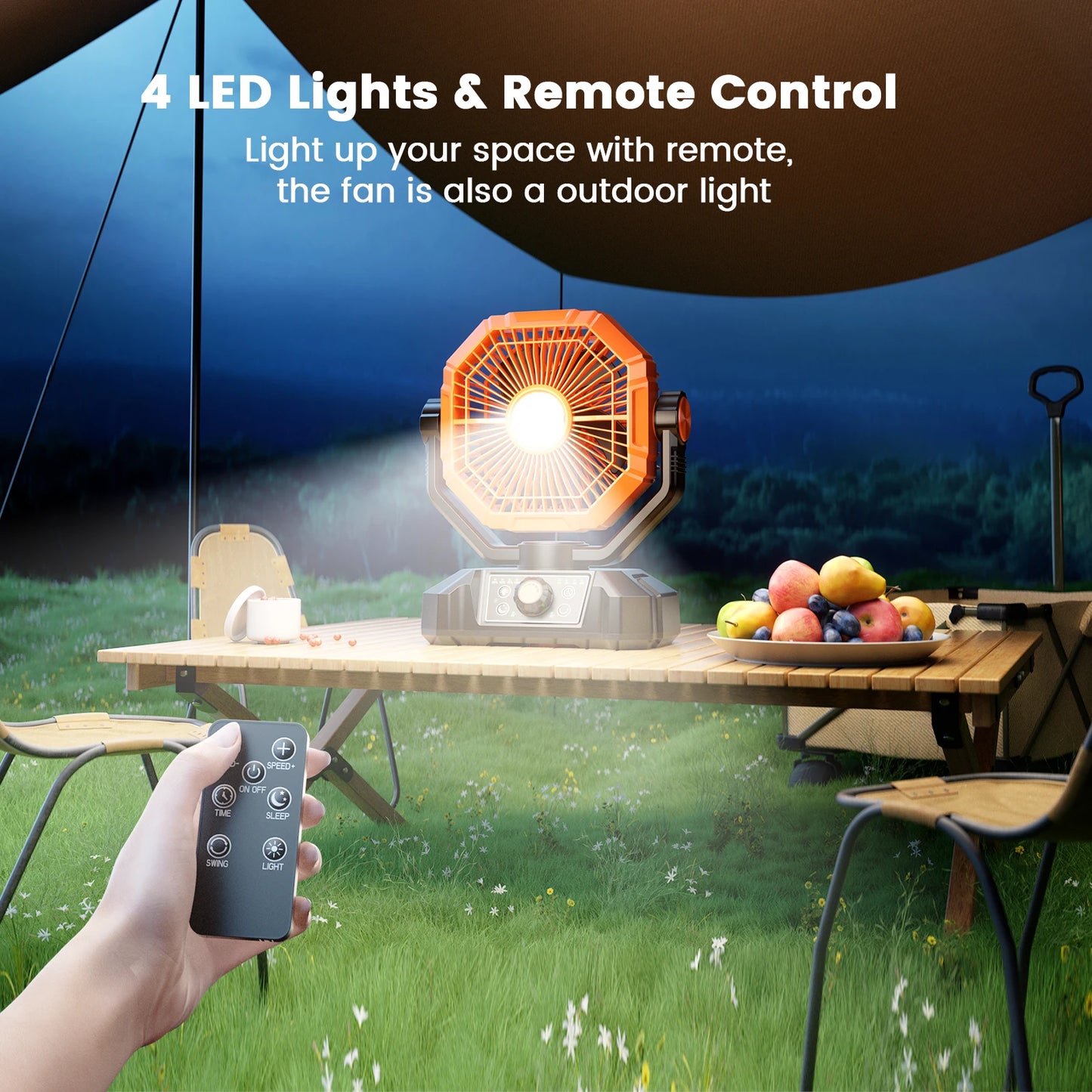 Portable camping Fan with LED Lantern