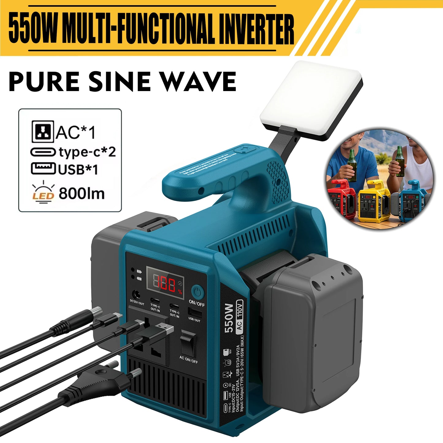 550W Portable Power Supply Compatible with Makita