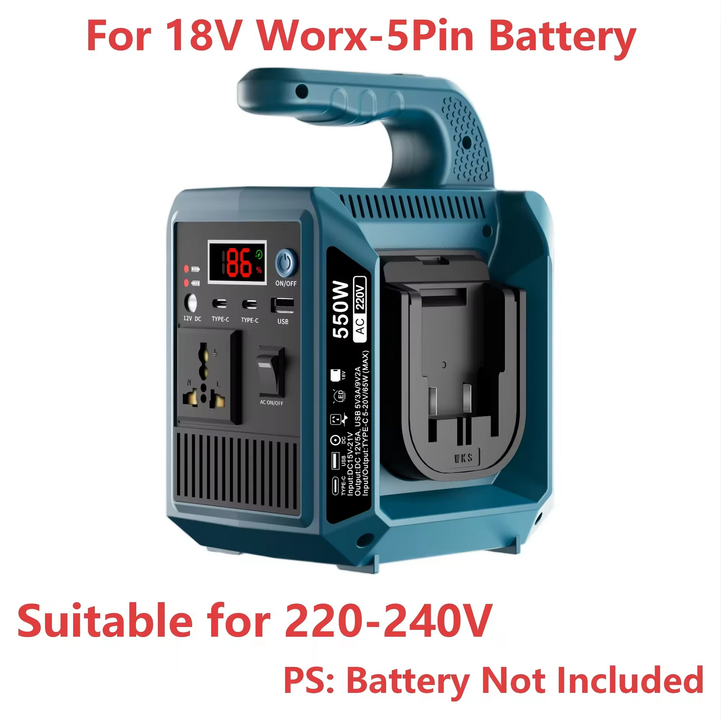 550W Portable Power Supply Compatible with Makita