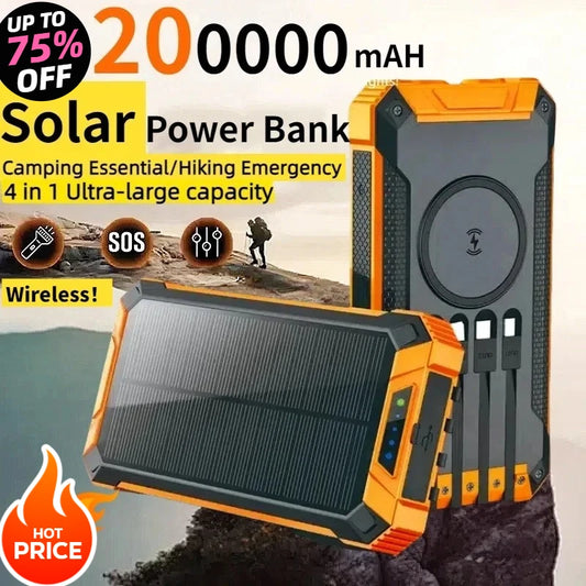 Solar Power Bank Wireless 200000mAh