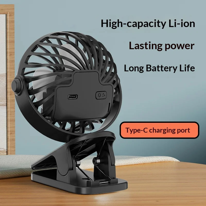 Rechargeable Clip Fan 720° Rotatable