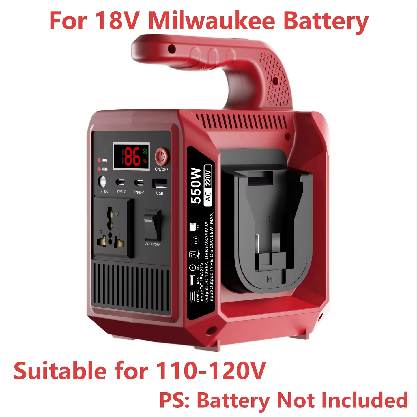550W Portable Power Supply Compatible with Makita